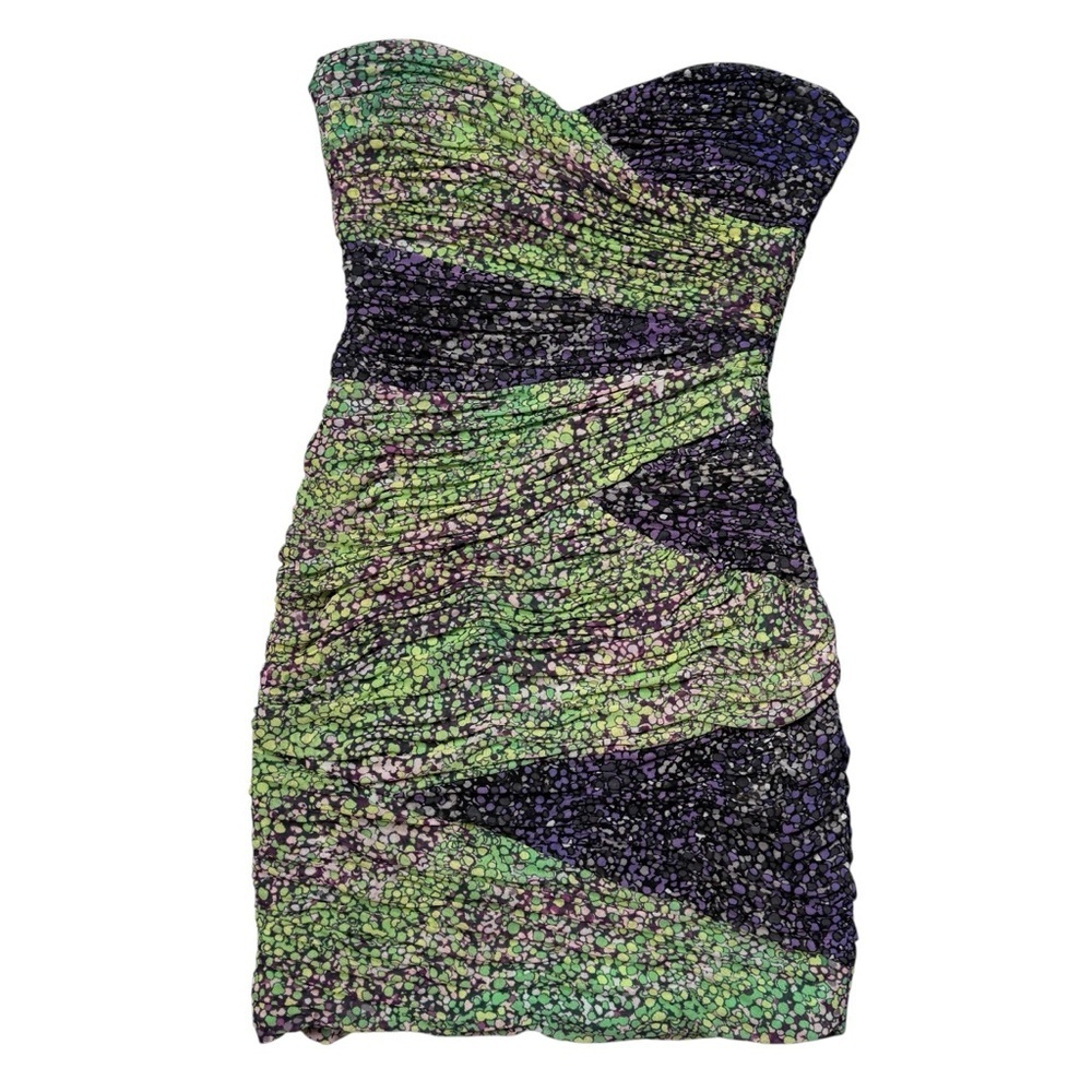 BCBGMaxAzria Sweetheart Bodycon Strapless Green Purple Dress Size 8 - Picture 5 of 10
